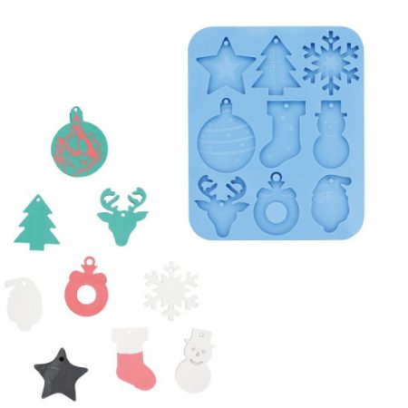 Silicone mold 25cm x 21cm x 0,8cm - Christmas pendants set