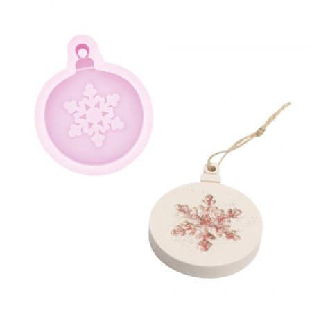 Silicone mold 9cm x 7,5cm x 2cm - Round snowflake pendant